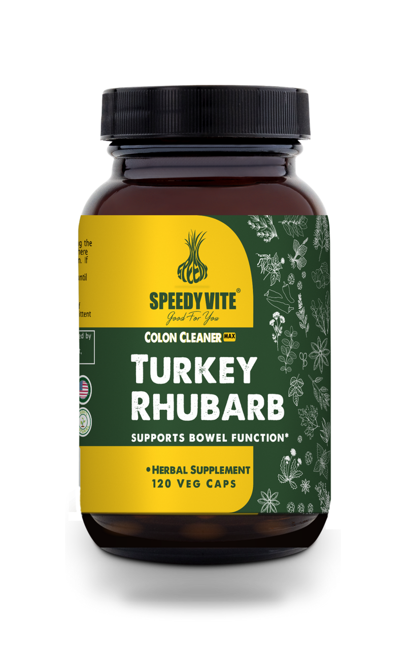 Colon Cleaner (Max Strength) Turkey Rhubarb — 120 Veg Caps | Supports Bowel Function* | SpeedyVite® - FREE EXPEDITED