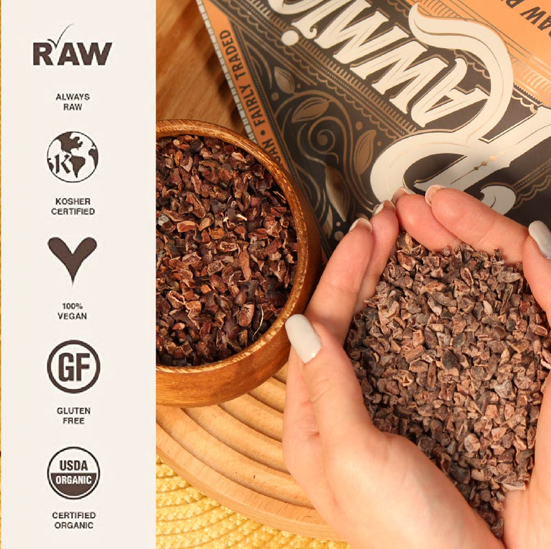 Raw Cacao Nibs 16 oz | USDA Organic Single-Origin Peru | RawMio