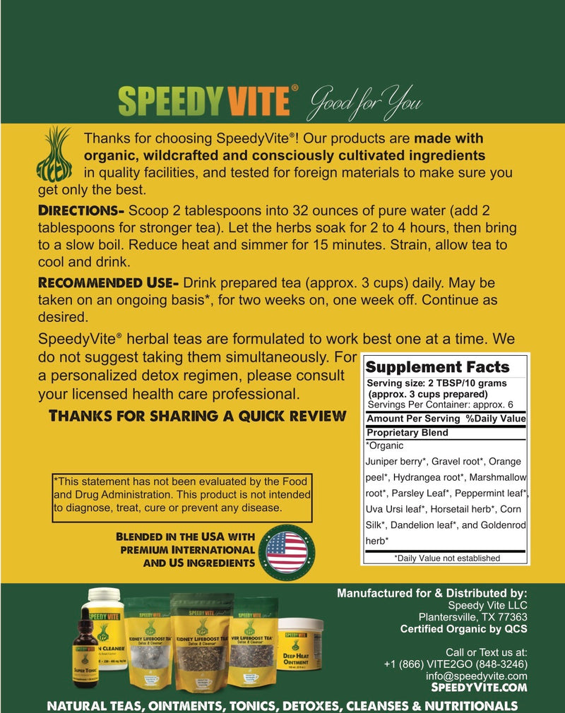 Kidney LifeBoost® Tea | USDA Organic Kidney & Bladder Support* | SpeedyVite® - FREE SHIPPING