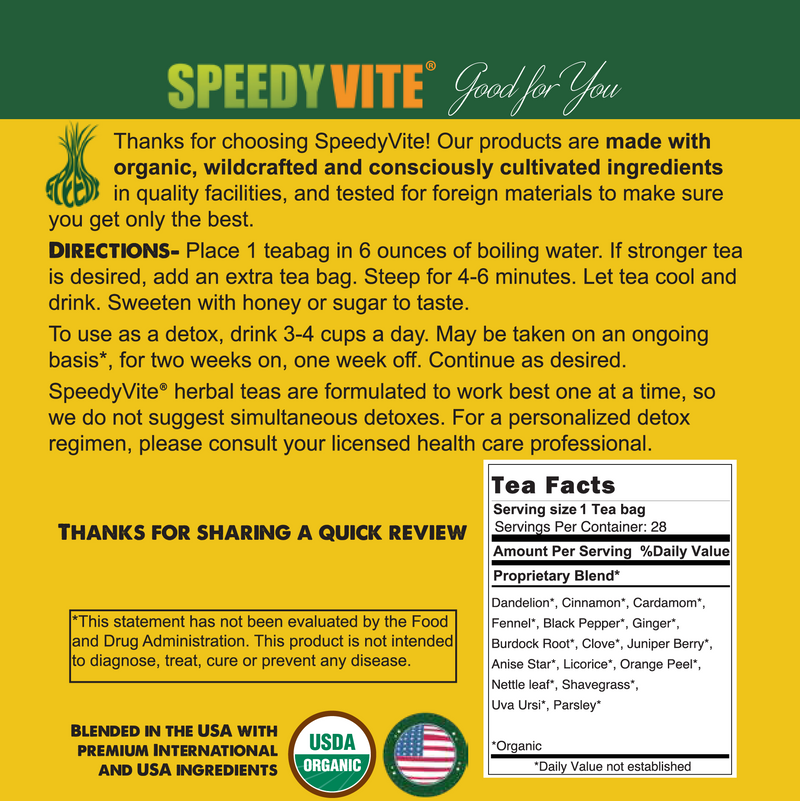 Liver Support Tea | USDA Organic 28 Bags | SpeedyVite - FREE SHIPPING