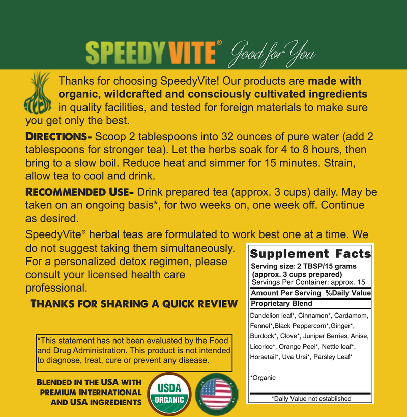 Liver Support Tea 8oz | USDA Organic Loose Leaf | SpeedyVite - FREE SHIPPING