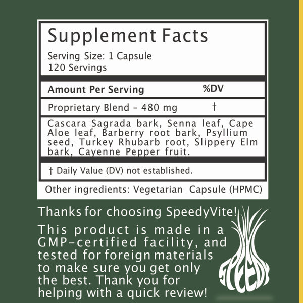 Supplement Facts panel - Turkey Rhubarb Colon Cleaner 480mg proprietary blend per capsule