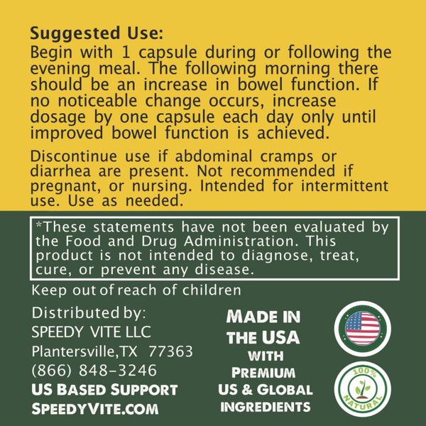 Suggested Use panel - Turkey Rhubarb Colon Cleaner dosing instructions