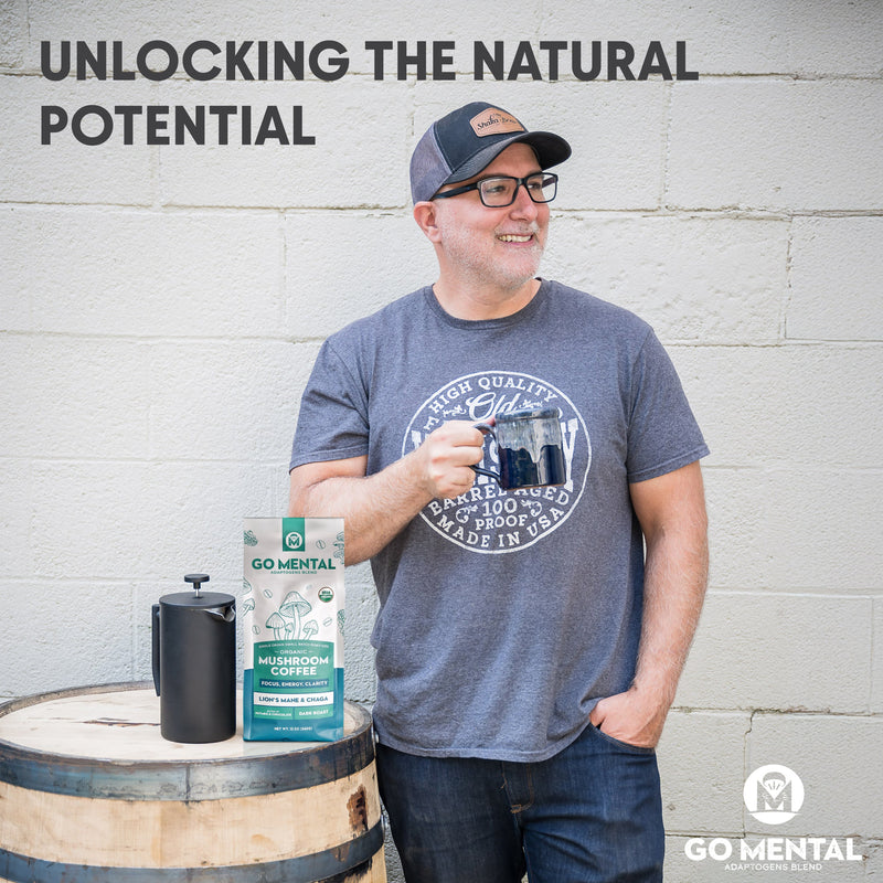 Lion's Mane + Chaga Mushroom Coffee 12 oz | USDA Organic Dark Roast | GO MENTAL