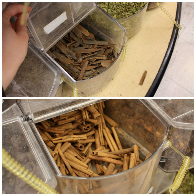 Ceylon cinnamon and cassia bark showing different quill structures