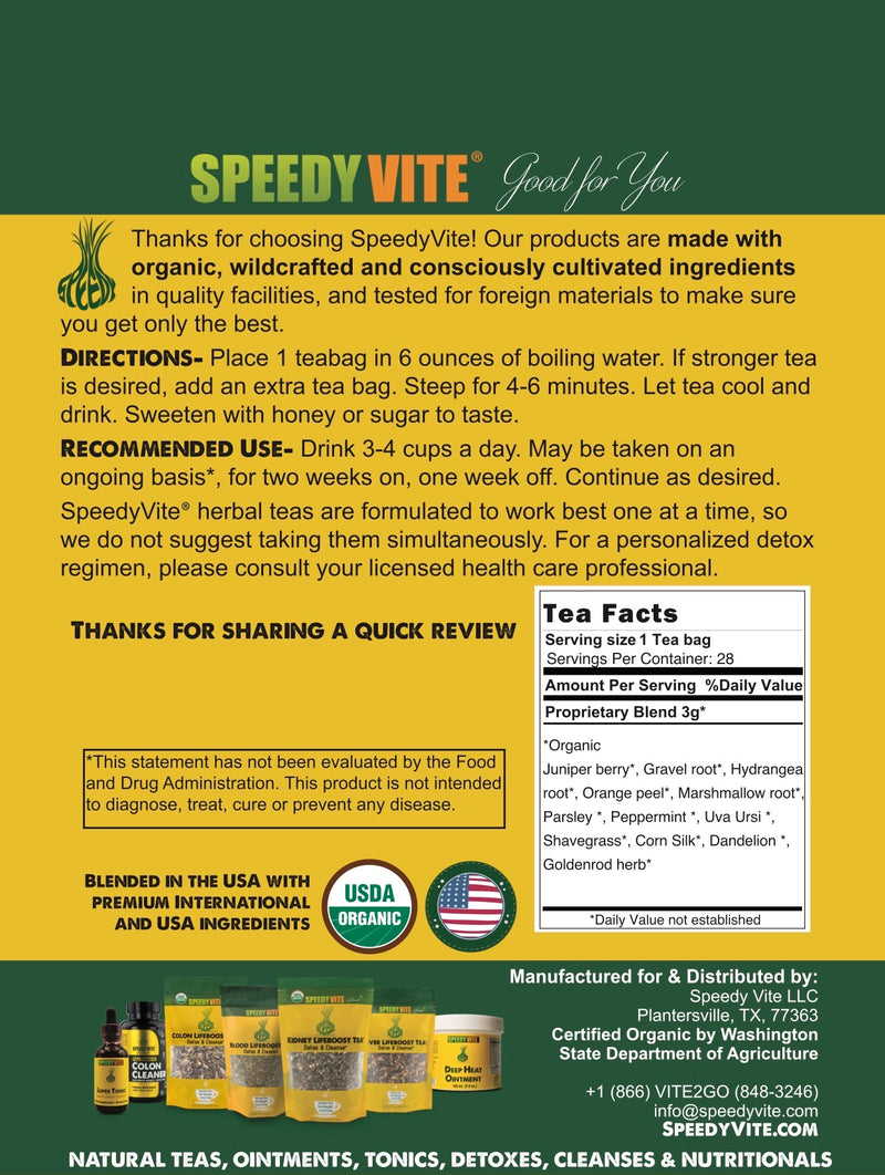 Kidney LifeBoost® Tea | USDA Organic Kidney & Bladder Support* | SpeedyVite® - FREE SHIPPING