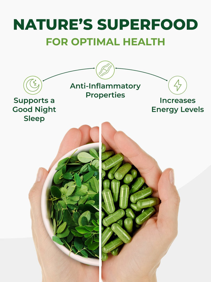 Moringa Capsules 120 Count | USDA Organic 500 mg | Pura Vida Moringa