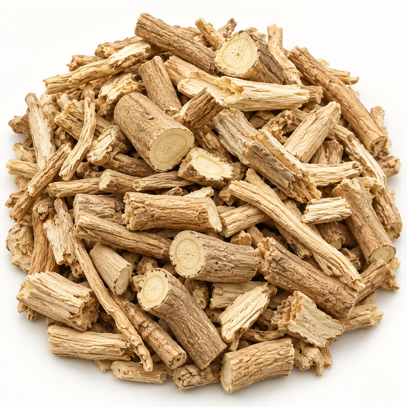 Ashwagandha root (Withania somnifera), representative ingredient illustration; not current lot photography