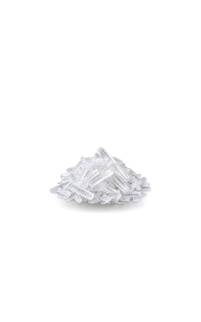 Translucent menthol crystals