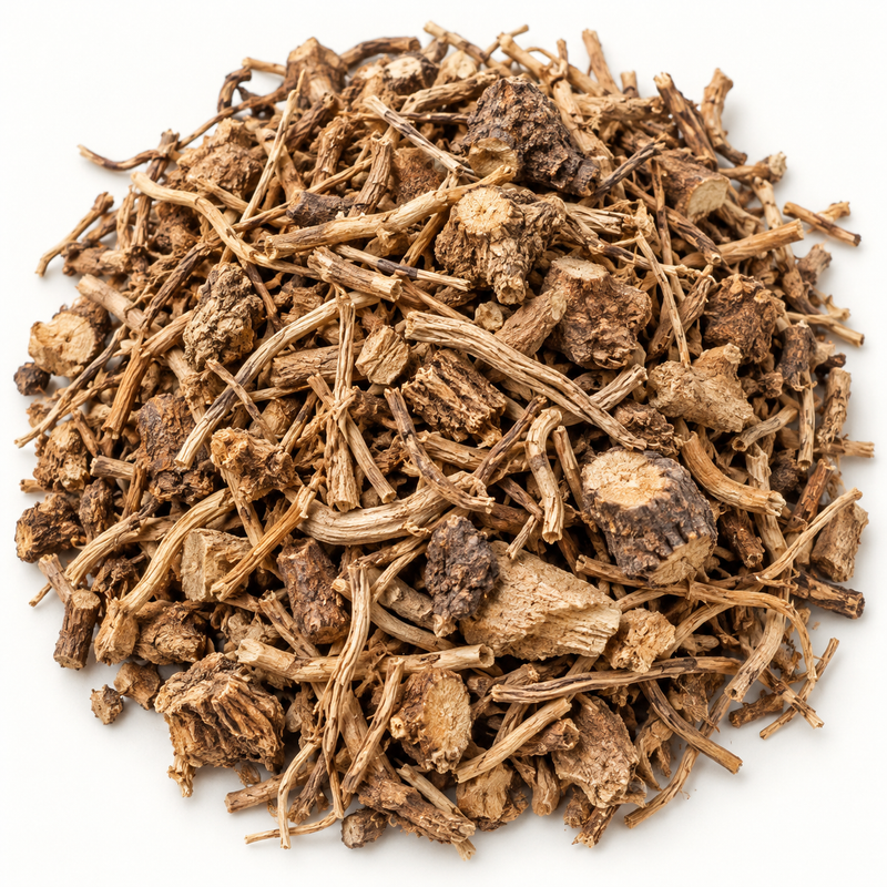 Valerian root (Valeriana officinalis), representative ingredient illustration; not current lot photography