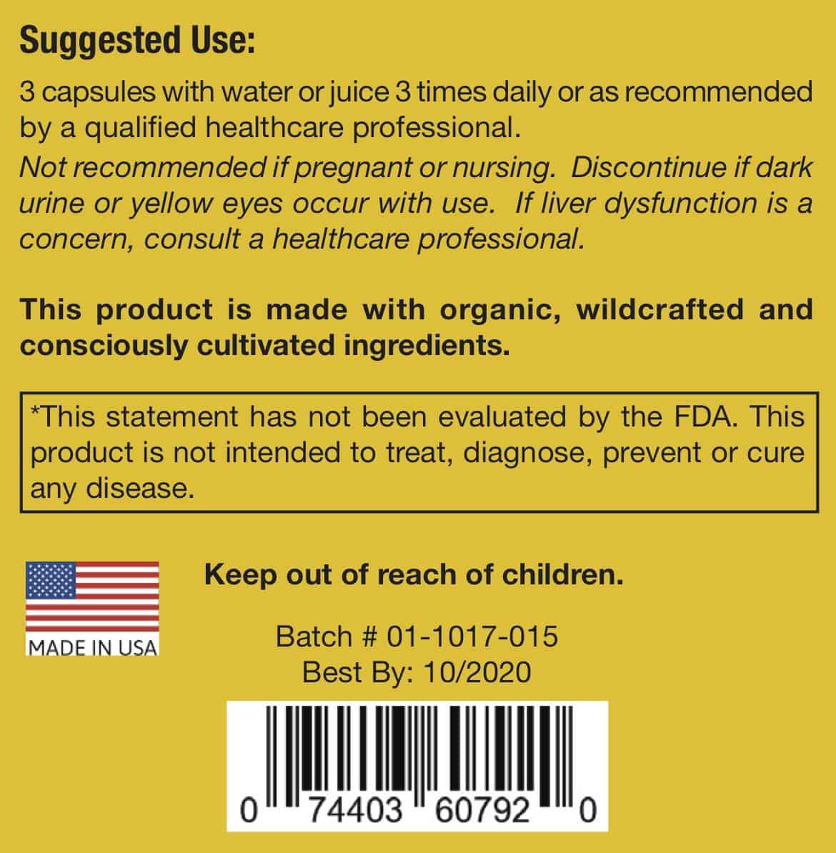 Suggested Use and cautions (see below)