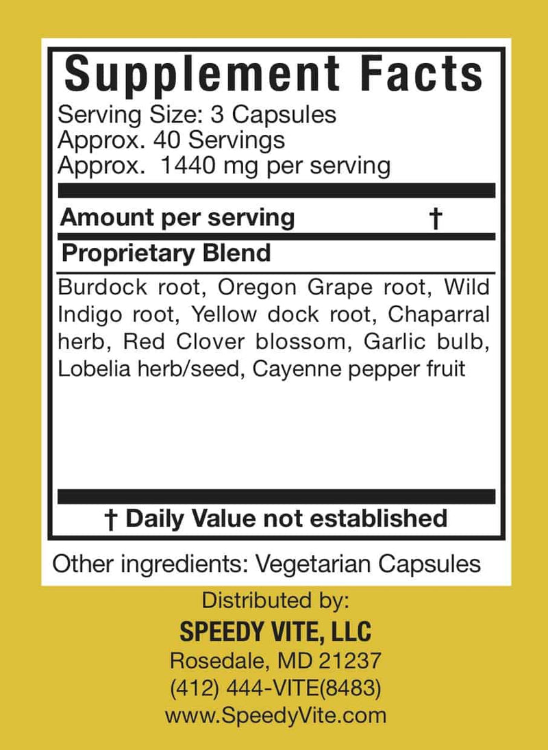 Natural Blood Cleanser – 120 Veg Capsules | Herbal Detox Support | SpeedyVite® - FREE EXPEDITED