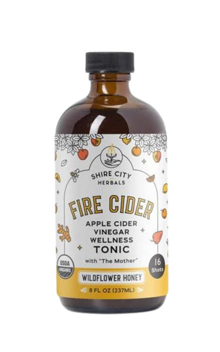 USDA Organic Fire Cider, 8oz (Wildflower Honey /Honey free) FREE SHIPPING BB12/28/23