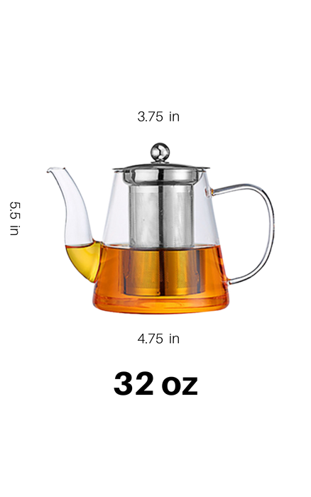 SpeedyVite® High Quality Teapot with fine Filter, heat resistant glass, 32 oz FREE EXPEDITED